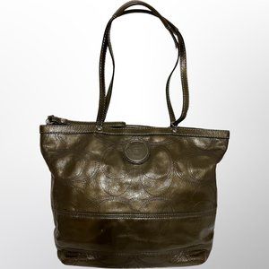 Coach Patent Leather Stitched C Tote Shoulder Bag